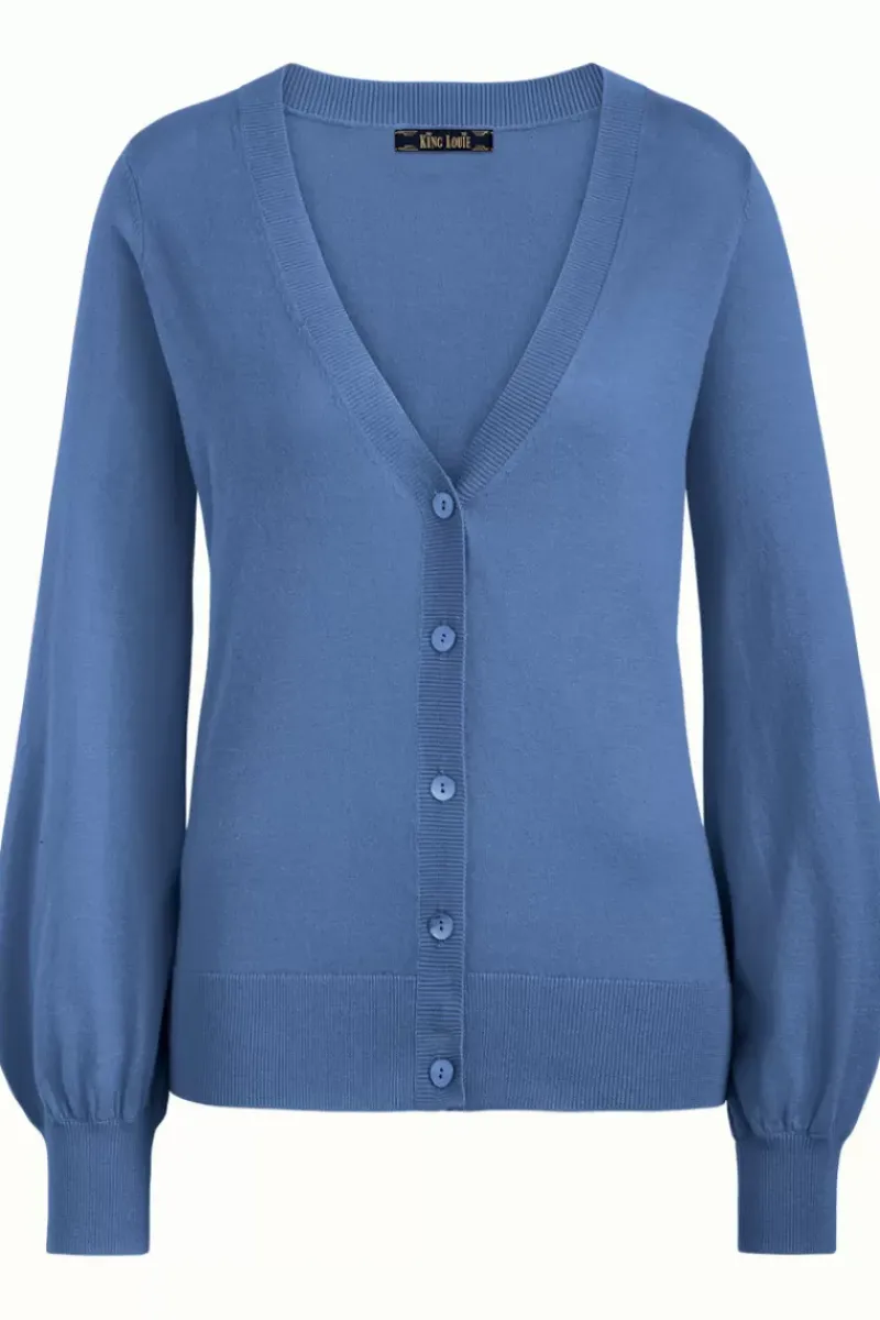 King Louie Vesten<Cardi Deep V Long Cottonclub Lavender