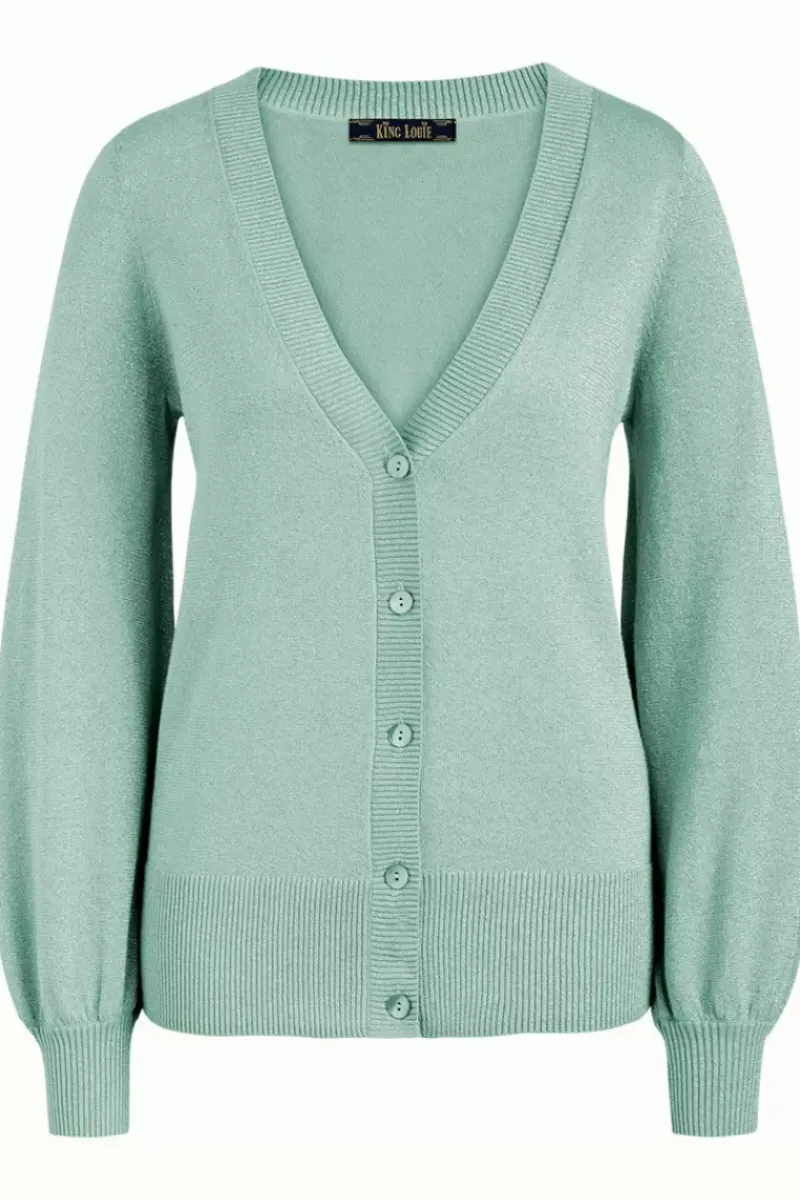 King Louie Vesten<Cardi Deep V Long Organic Lapis Foam Green