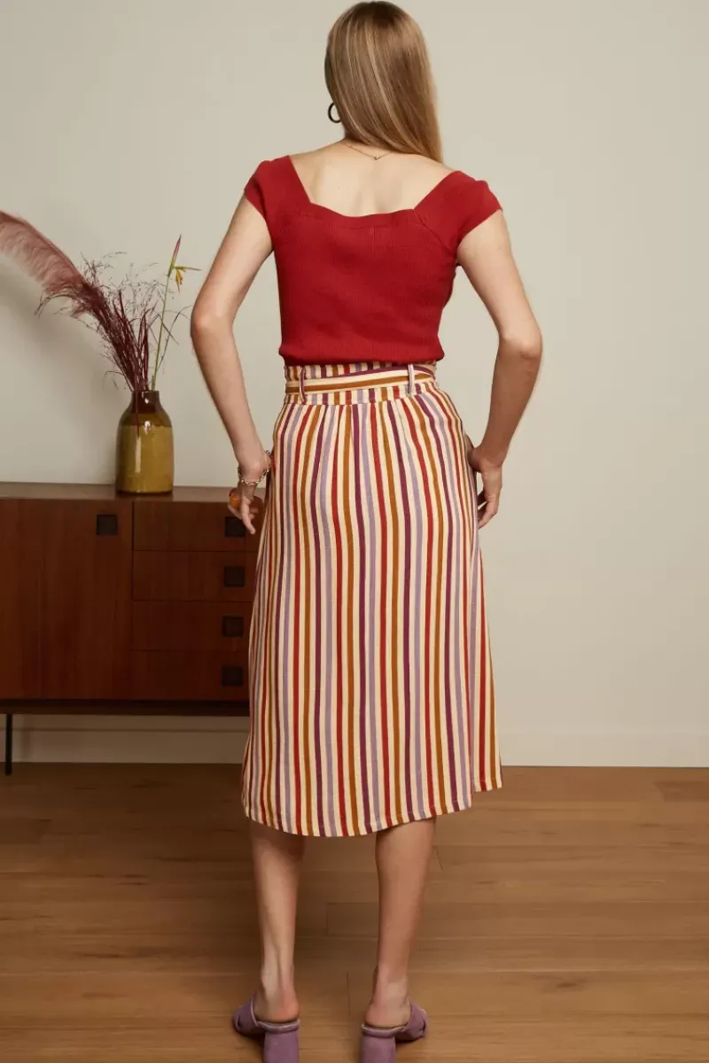 King Louie Rokken<Lola Button Skirt Cassava Stripe Marzipan