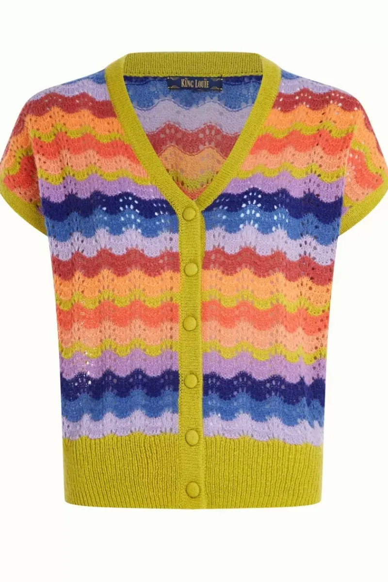 King Louie Vesten<V Button Top Pellegrini Peach Pink