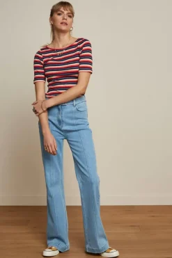 King Louie Broeken<Ella Pintuck Pants Strata Denim Heaven Blue