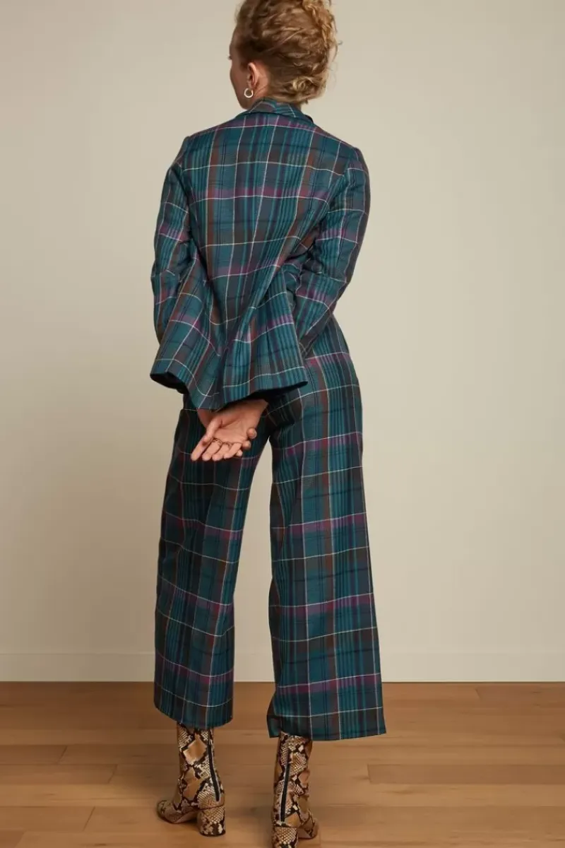 King Louie Broeken<Fintan Pants Dinkle Check Deep Teal