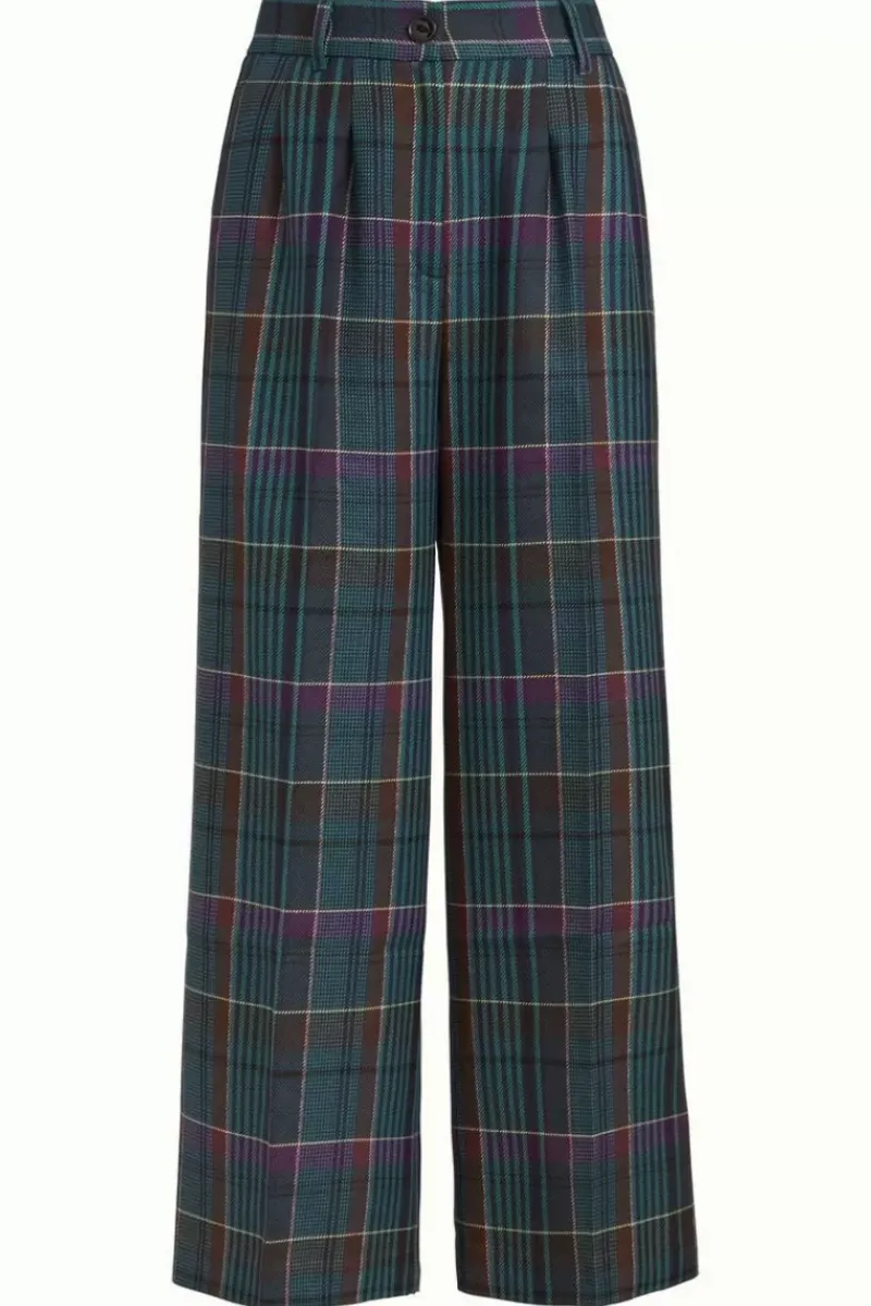 King Louie Broeken<Fintan Pants Dinkle Check Deep Teal