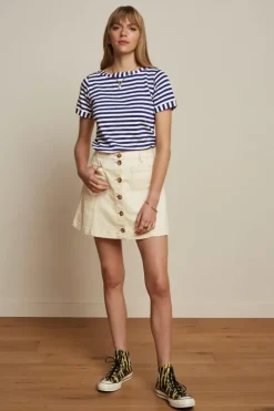 King Louie Rokken<Garbo Pocket Mini Skirt Safari Denim Ivory
