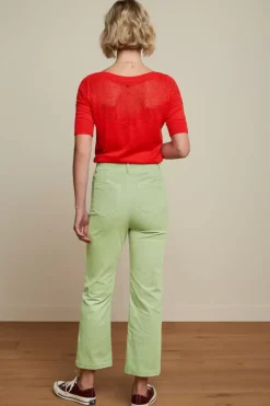 King Louie Broeken<High Waist Zip Pants Babyrib Basil Green