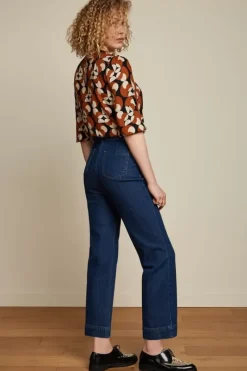 King Louie Broeken<High Waisted Pants Golden Denim Indigo Blue