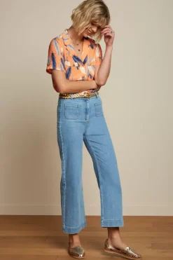 King Louie Broeken<High Waisted Pocket Pants Strata Denim Heaven Blue