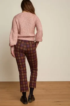 King Louie Broeken<Jenny Pants Ny Check Merlot Brown