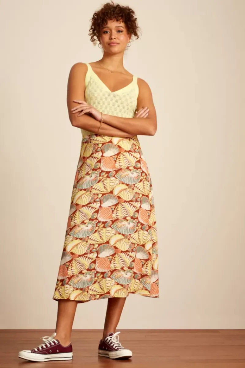 King Louie Rokken<Juno Midi Skirt Neptuno Cognac Orange