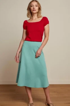 King Louie Rokken<Juno Skirt Milano Crepe Dusty Turquoise