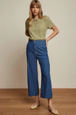 King Louie Broeken<Lisa Culotte Chambray Denim Blue