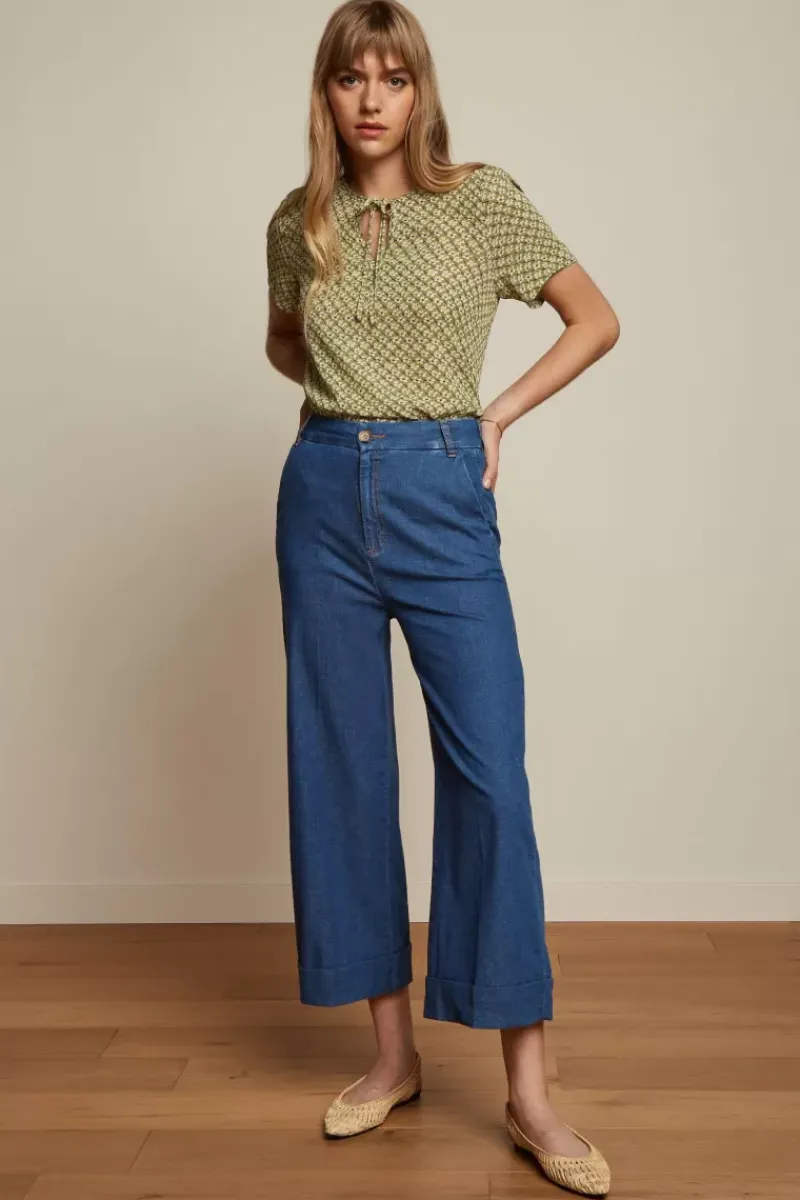King Louie Broeken<Lisa Culotte Chambray Denim Blue