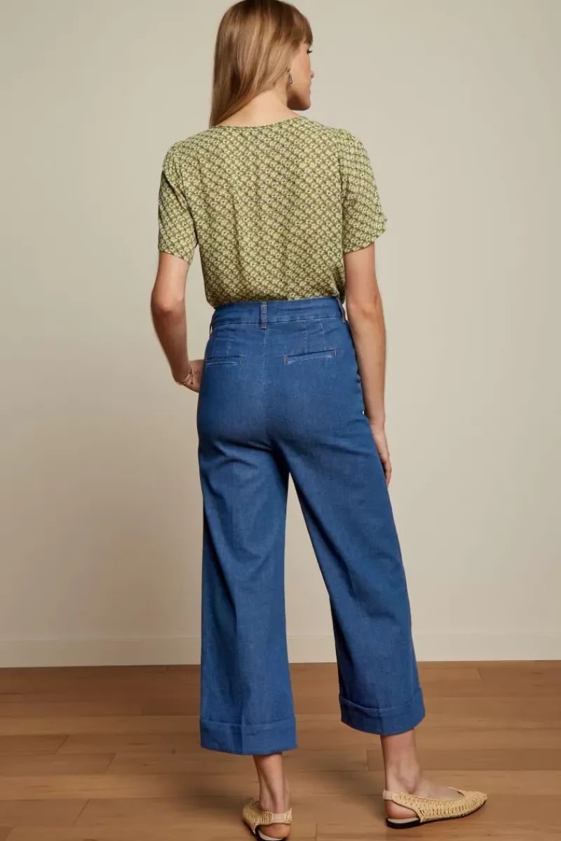 King Louie Broeken<Lisa Culotte Chambray Denim Blue