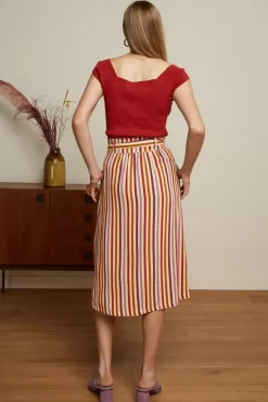 King Louie Rokken<Lola Button Skirt Cassava Stripe Marzipan