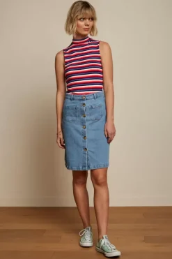 King Louie Rokken<Mary Skirt Strata Denim Heaven Blue