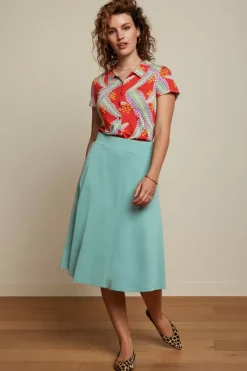 King Louie Rokken<Sofia Midi Skirt Milano Crepe Dusty Turquoise