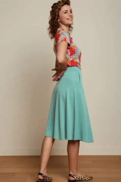 King Louie Rokken<Sofia Midi Skirt Milano Crepe Dusty Turquoise